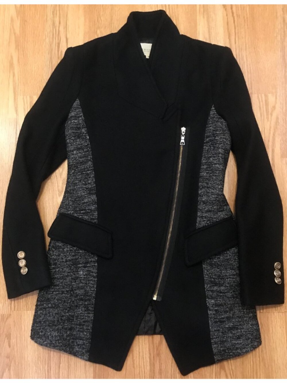 Ssemienne Tailored Asymmetrical Military Style Korean Wool Jacket